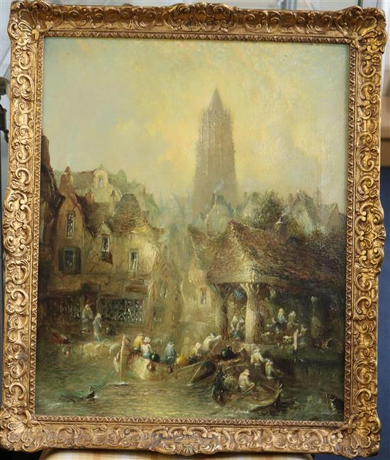 19th century Dutch School View of Delft, 21.5 x 17.5in.
